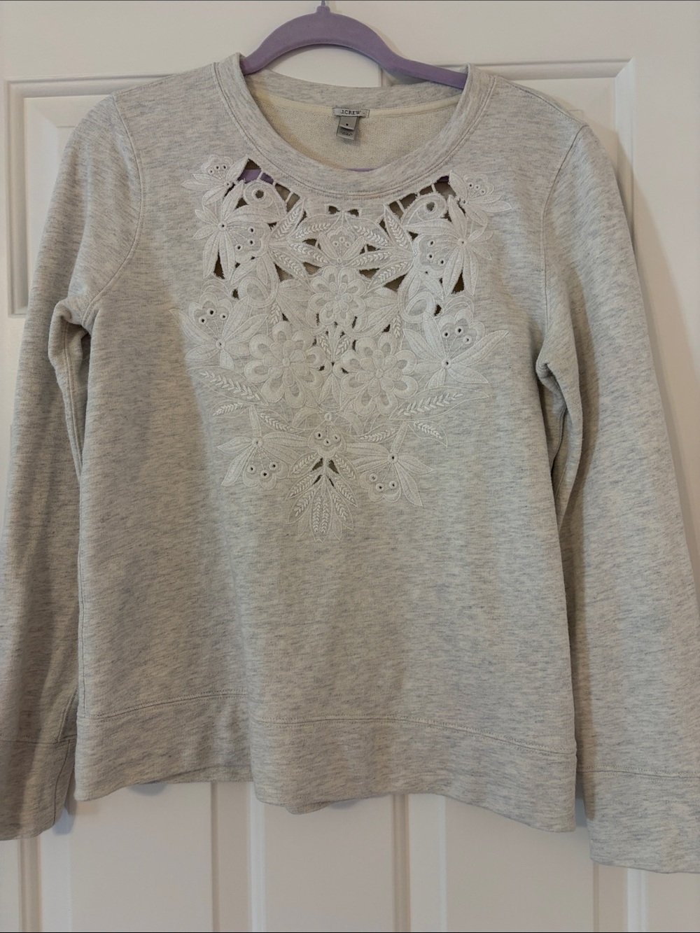 Light Gray Floral Sweatshirt - Women's